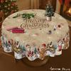 Round Christmas Tablecloth Santa Nutcracker Snowman Print Holiday Dining Table Cover Dustproof Home Decoration 150cm