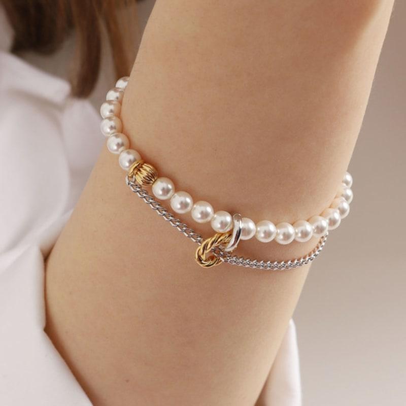 Ozel SW Pearl MIX Chain Combe Bracelet PB060B
