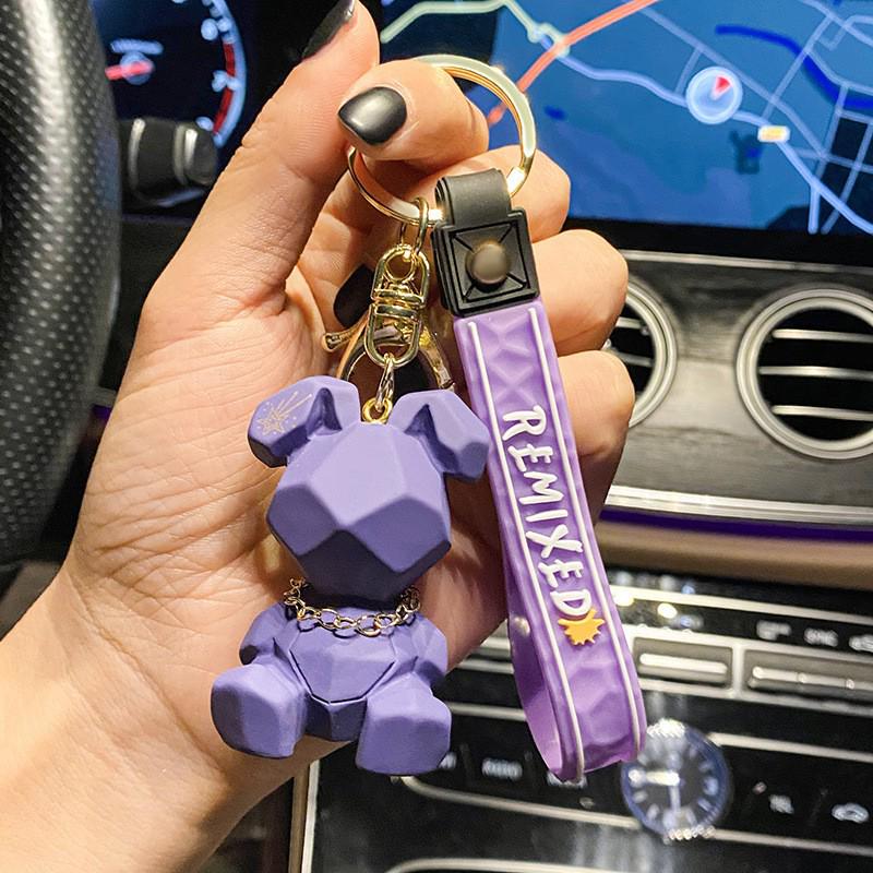Geometric Resin Rabbit Keychain Ornament