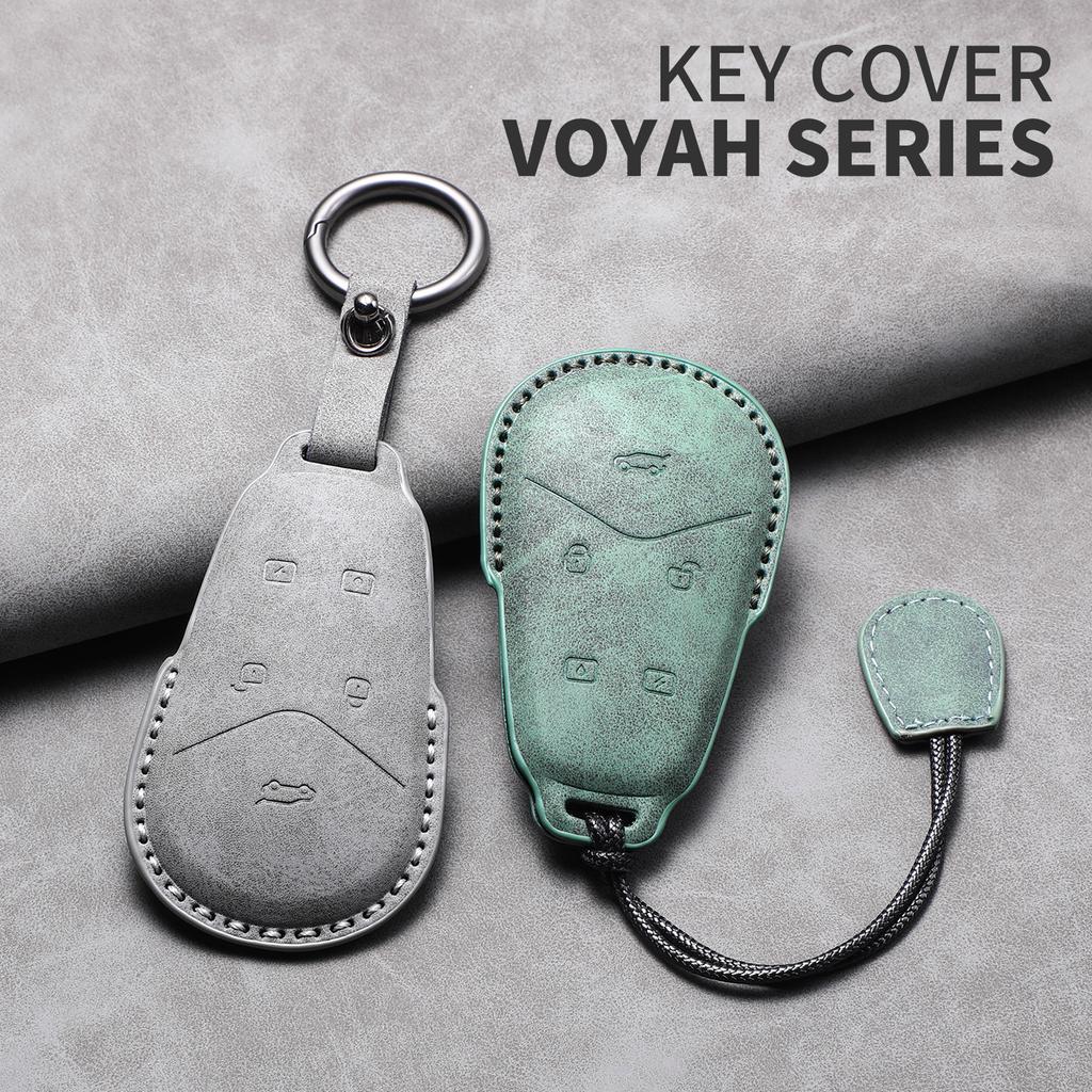Auto Smart Key Fob Cover Case Sheepskin Genuine Leather Fit For Voyah Free+ Auto Key Fob Cover Housing Protective Cover Key Ring Case Mount Auto