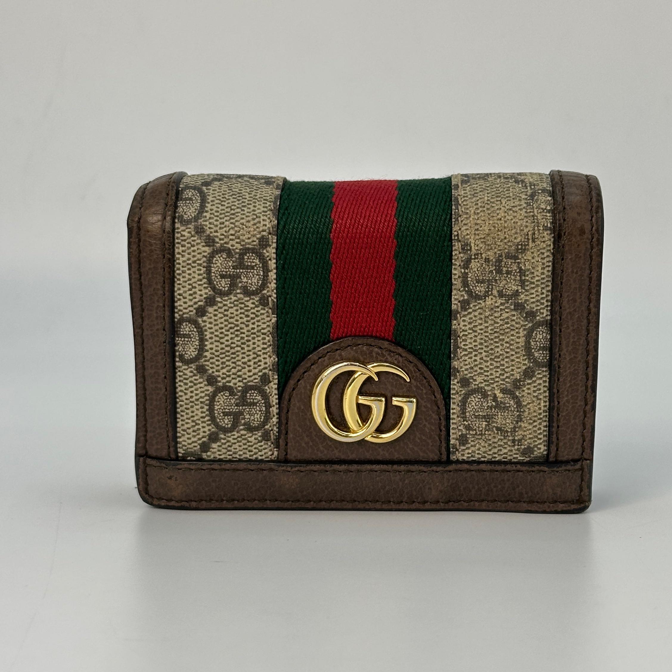 [Pre-Owned] Ophidia Logo Stripe Canvas And Leather Wallet - Good #1ORX94M ONE SIZE