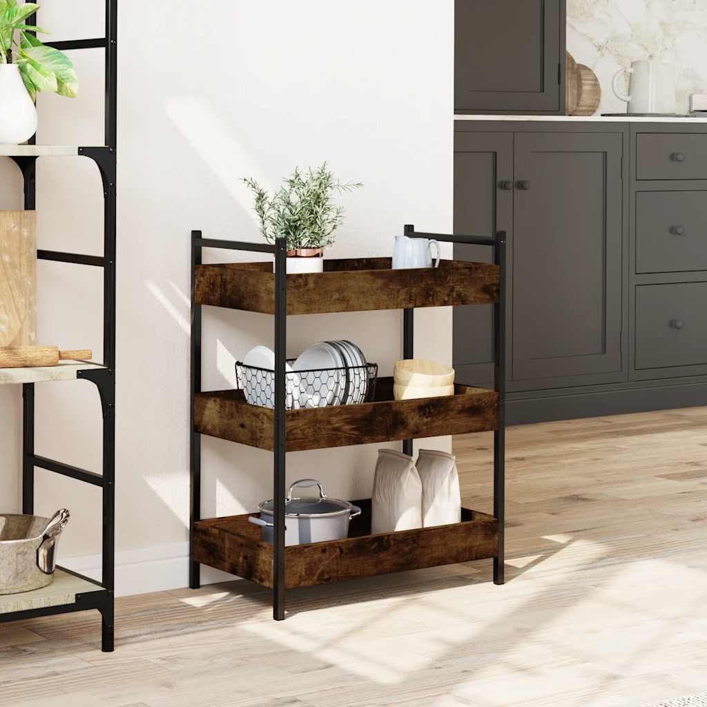 Vidaxl Kitchen Trolley, Smoked Oak, 50X30X70 Cm