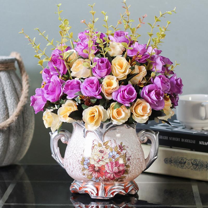 European Retro Silk Rose Flower Decor – Ideal for Living Room, Dining Table, Coffee Table, or Bedroom. Perfect As Dried Flower Ornaments.