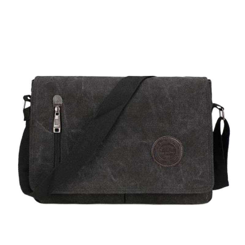 Q Men's Large Capacity Canvas Shoulder Bag - Business Casual Crossbody Briefcase