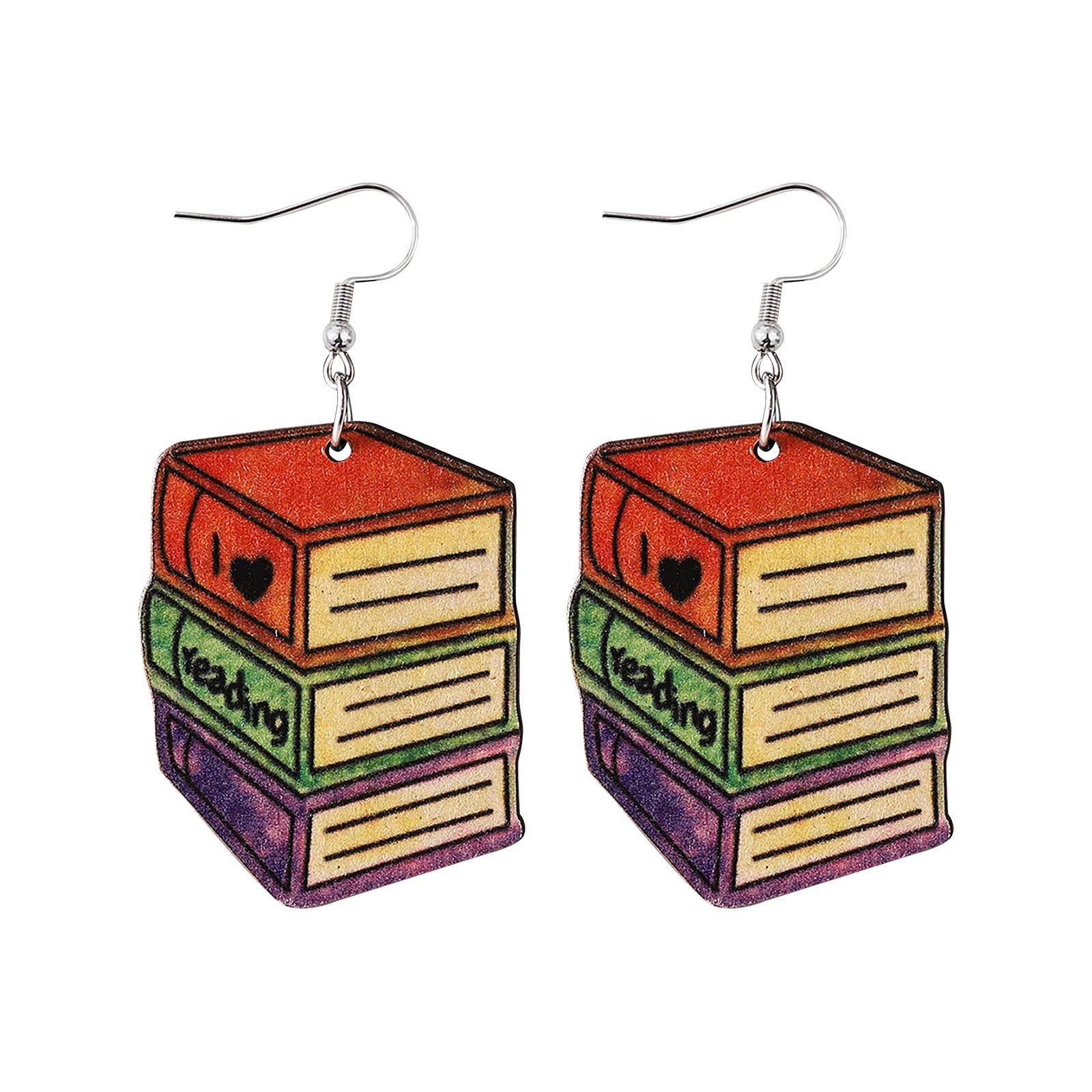 

Серьги из книги «Любовь» Деревянные серьги Книга Серьги Двусторонняя живопись One Size