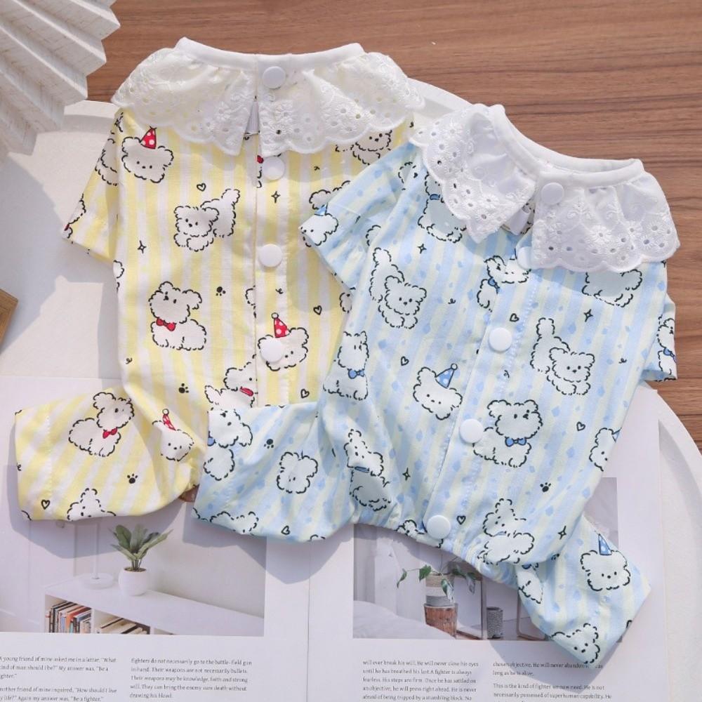 Button Down Design Pet Sleepwear Strips Pattern Indoor Lounge Wear Soft Puppy Shirt For Small Dogs