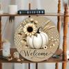 White Pumpkin Welcome Sign Autumn Decor Country Farmhouse Wall Art Seasonal Kitchen Hanging
