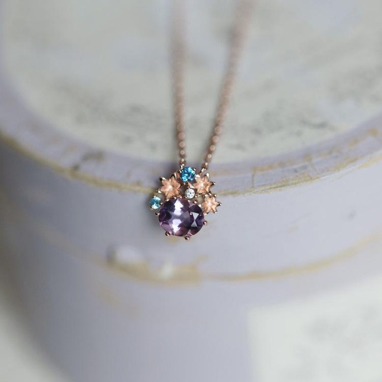 

Изысканное французское ретро аметистовое ожерелье: Стерлинговое серебро S925, позолоченное, с бриллиантами 925 Silver