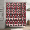 Red White Floral Print Shower Curtain Modern Bathroom Decor for Bathtub, Water Resistant Fabric with Hook Rings (Size: 72 x 84 i