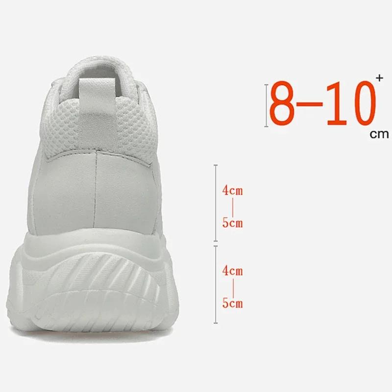 Fashion Sneakers Man Elevator Shoes Height Increase Insole 8cm White Black Taller Shoes Men Breathable Leisure Sports Plus Size