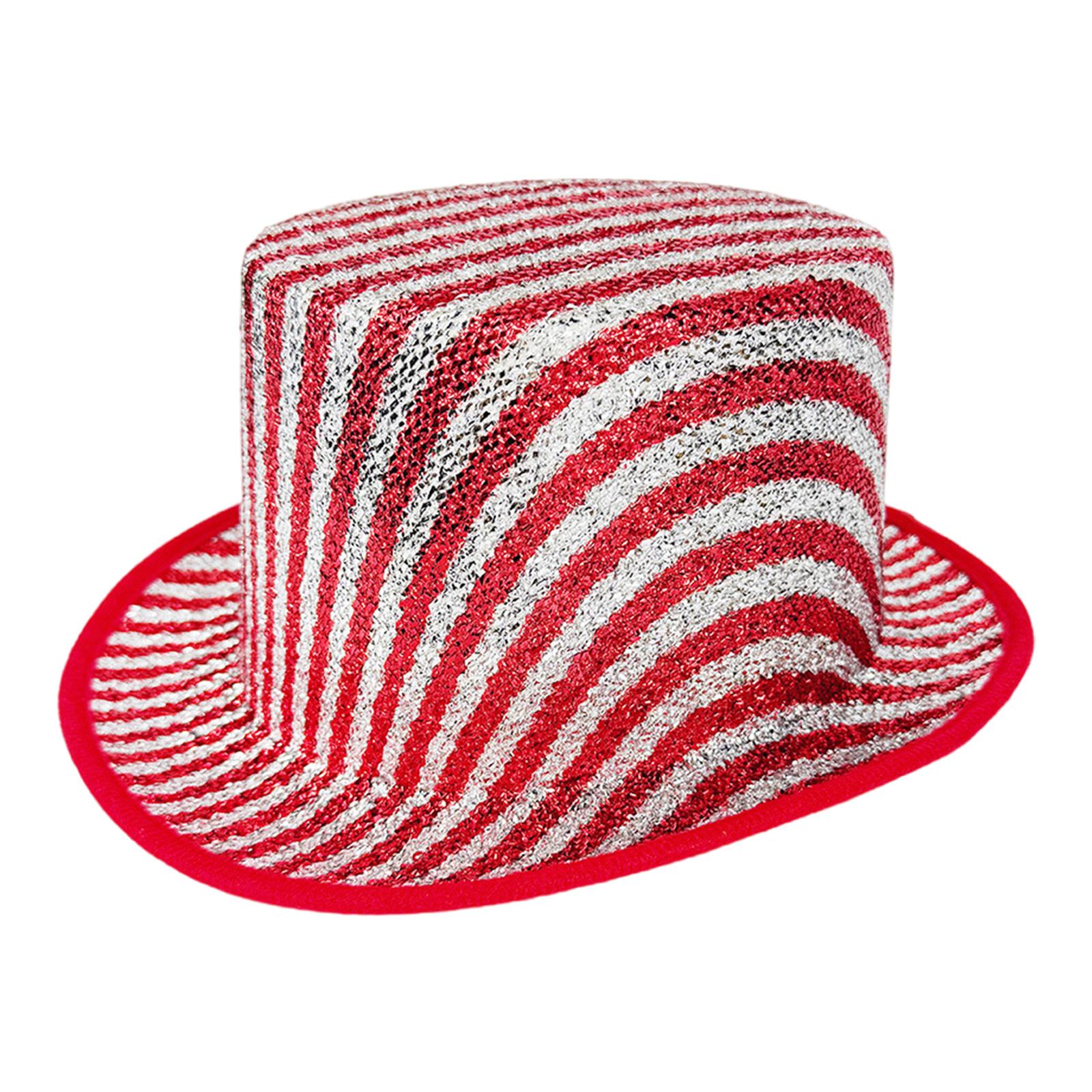

Magician Style Striped Lincoln Hat In With Metallic Finish For Costume Party Stage Performances Fashion Accessory червоний