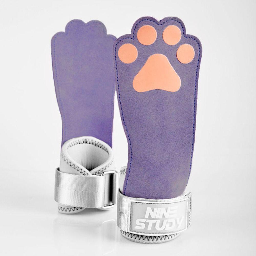 Dog Paw Shape Pull-up Dumbbell Gloves Anti-slip Cowhide Palm Guard Durable Rowing Gloves