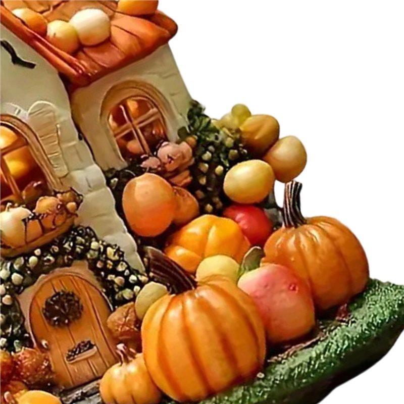 CYCLI-Autumn Halloween House 2D 8In Acrylic Decorative Piece Featuring Thanksgiving Pumpkins Party Gift Fine Home 2Pc