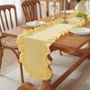 Ruffled Table Runner Scalloped Edge Rustic Table Runner Washable Farmhouse Style Table Runner for Dining Table Wedding Bride Shower Party Decoration