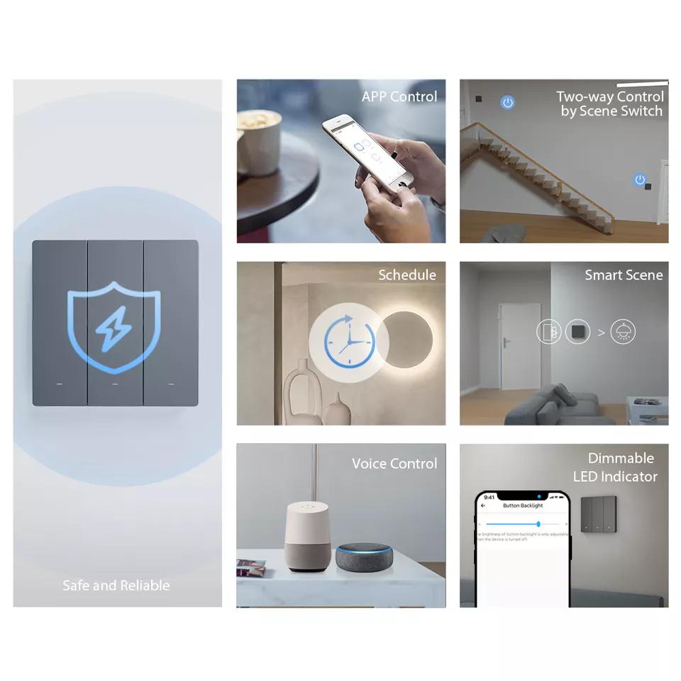 SONOFF M5 SwitchMan Smart Wall Switch 1/2/3 Gang 80 86 120 Type Mechanical Push Button Smart Switch Support Google/Alexa