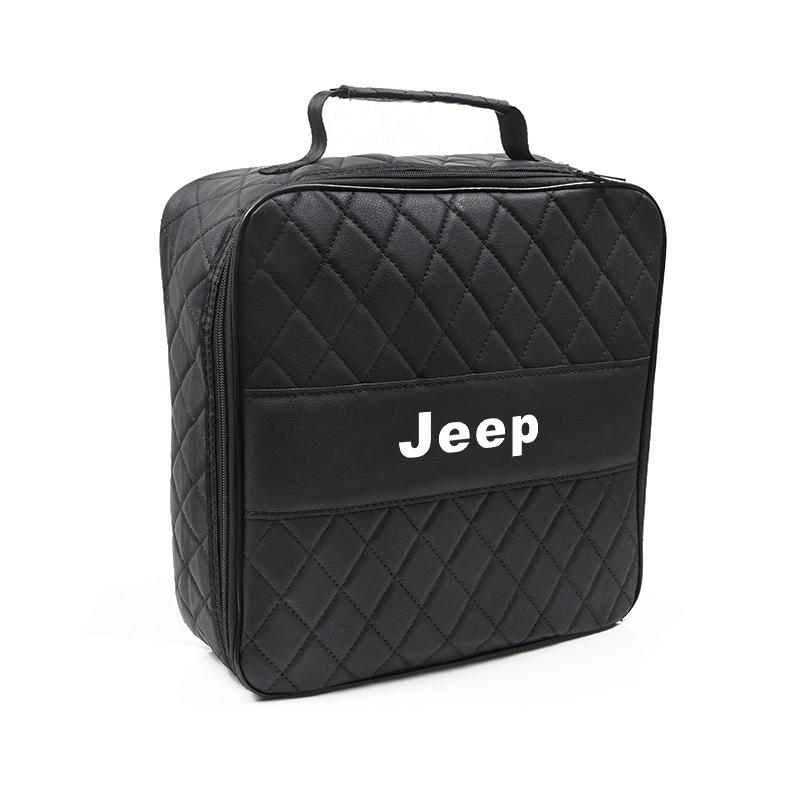 Car Storage Box Charging Gun Leather Bag Accessories For Jeep Grand Cherokee Wrangler JK Gladiator Compass Renegade Wagoneer AMU1