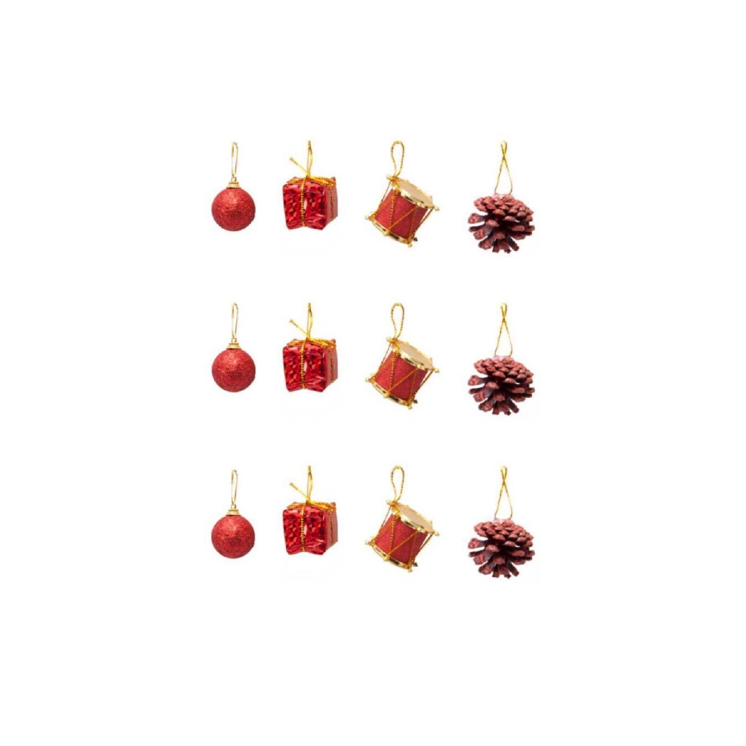 

Рождественская сосна, хвойный красный орнамент, набор из 12 штук чистый