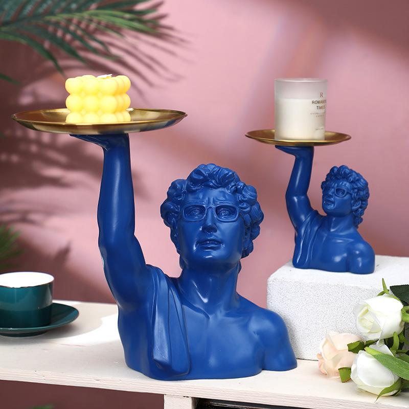 Modern David Statue with Storage Marble-Resin Jewelry Box Organizer Classical Art Decor for Home Desk Functional Sculpture Gift