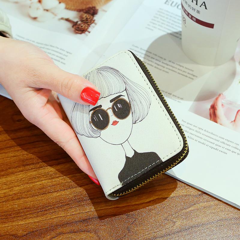 

Exquisite Cartoon Print Mini Wallet for Women PU Leather ID Credit Card Holder Coin Purse Business Card Case Ladies Card Bag