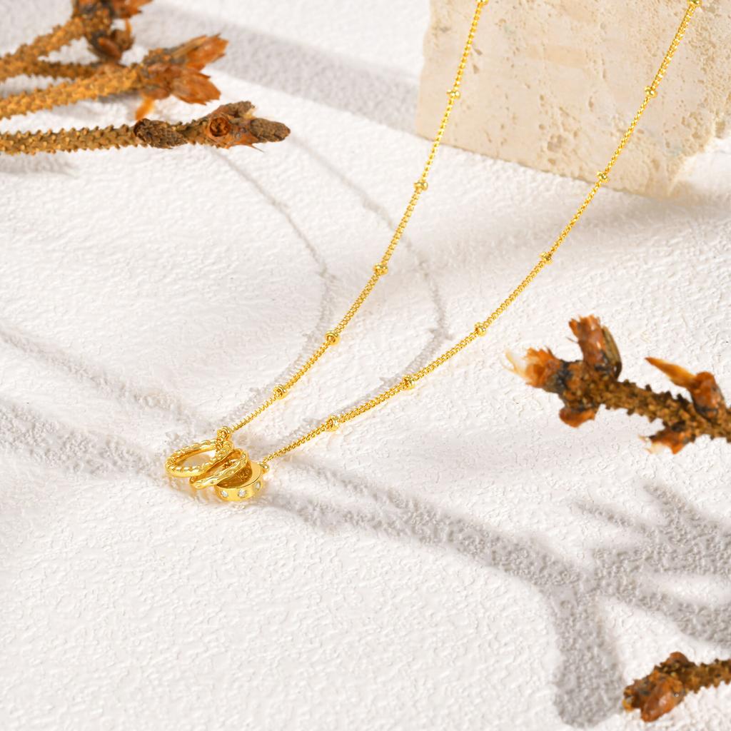 Stainless Steel Jewelry Small Circles Rings Pendant Beads Chain Chokers Necklaces For Women Mom Girlfriend Valentine's Day Gift