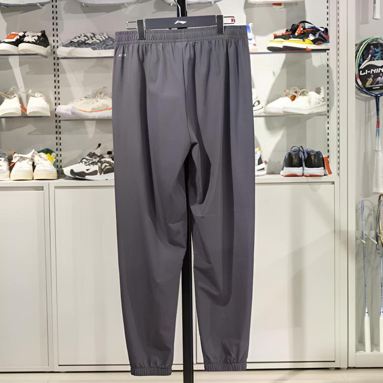 Li-Ning Quick-Dry Cool Fitted Mid-Waist Knitted Sports Pants Men Bottoms Gray AYKV223-2