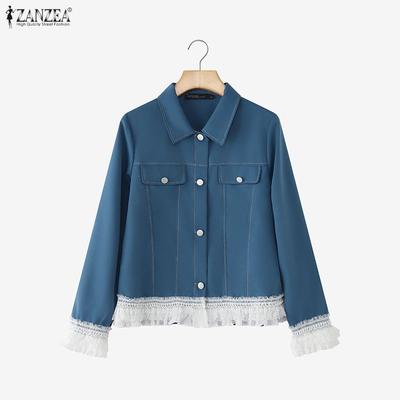 Women Casual Turn Down Collar Loose Long Sleeve Blouse