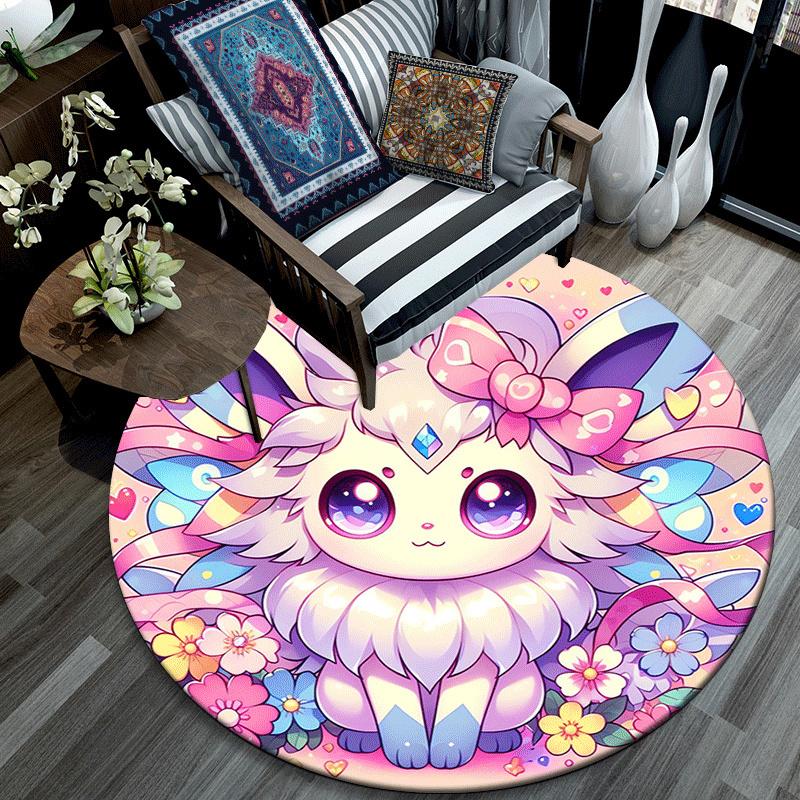1pc Soft, Absorbent & Non Slip Cute Little Bunny Round Rug Soft Circle Rug for Living Room & Bedroom Decor, Chair Mats, and Unforgettable Ho