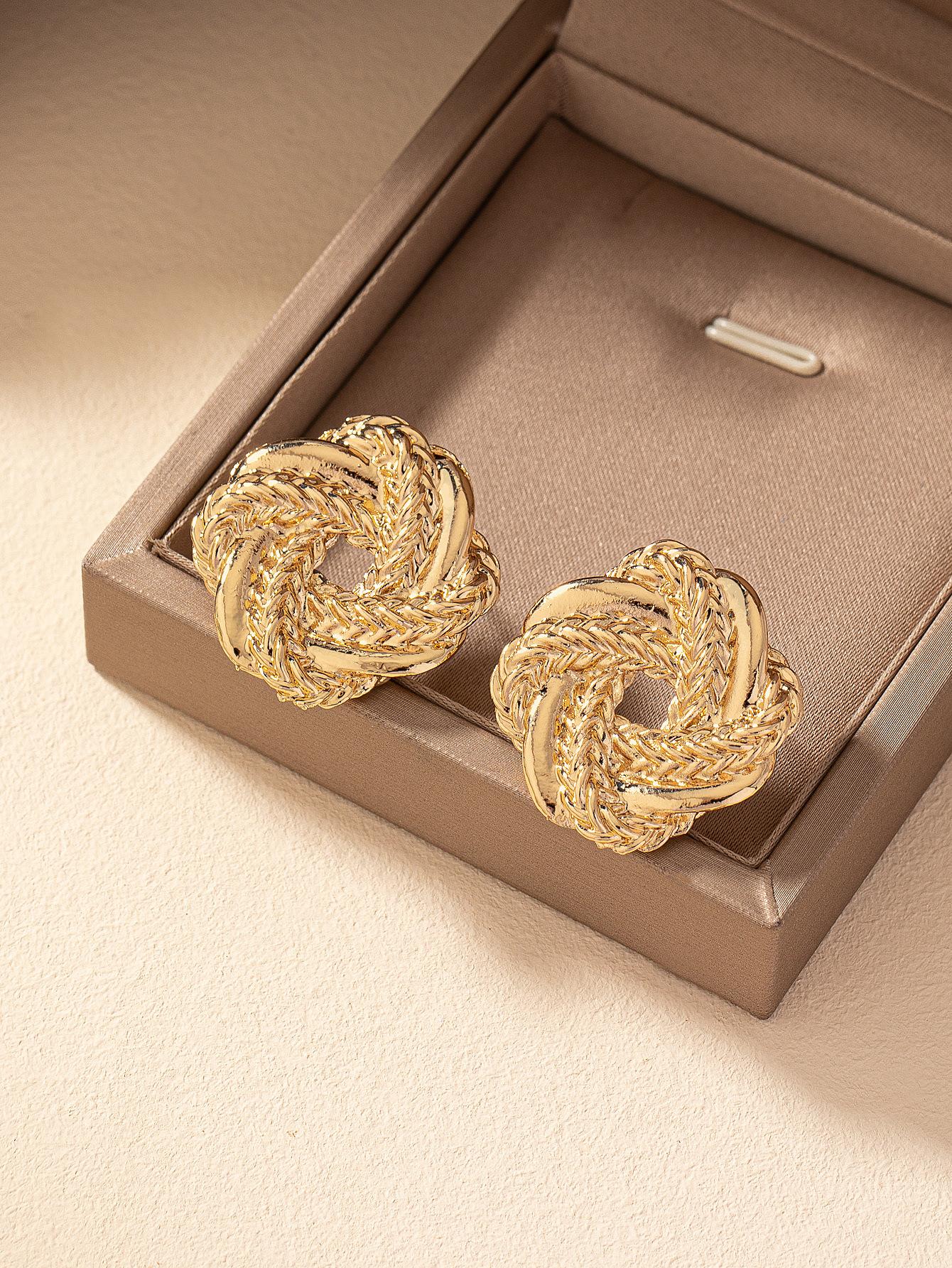 Простые геометрические серьги из сплава, линейные, витые, полые, завязанные узлом, серьги-пусеты, ювелирные изделия