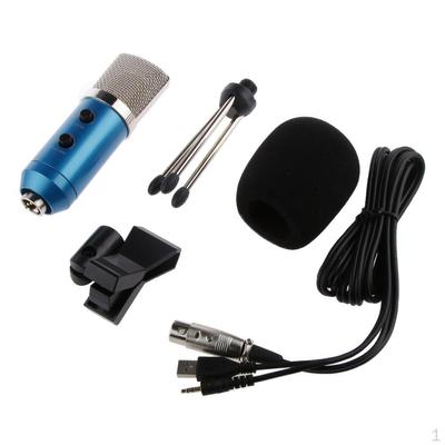 USB Computer PC Studio Kondensatormikrofon Aufnahme mit Stativständer Blau