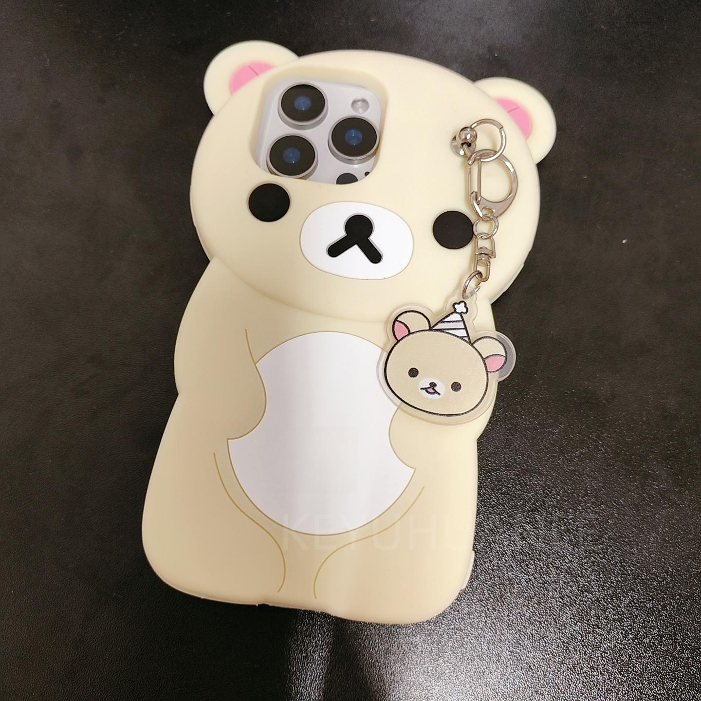 Voor iPhone 17 16 15 14 13 12 11 Pro Max SE 6 7 8 Plus Kawaii Rilakkuma Sleutelhangers Siliconen Zachte Cover Poppetje Sleutelhangers Telefoonhoesje iPhone 6(6s)