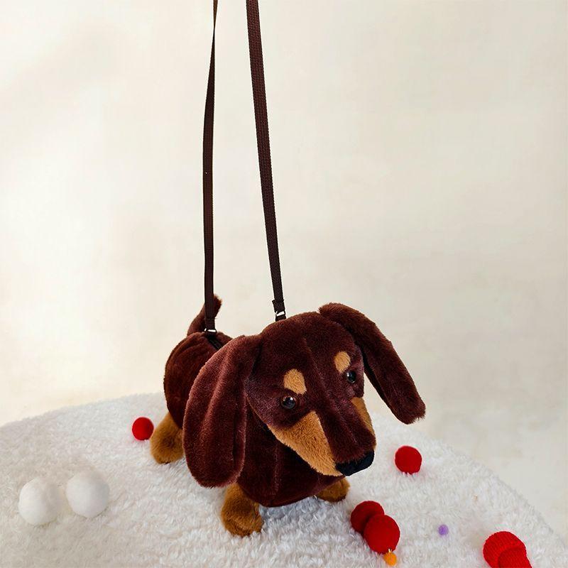 Sausage Dog Plush Backpacks Kawaii Puppy Soft Stuffted Bag Versatile Plush Backpacks Cartoon Plush Shoulder Bag Gift for friend