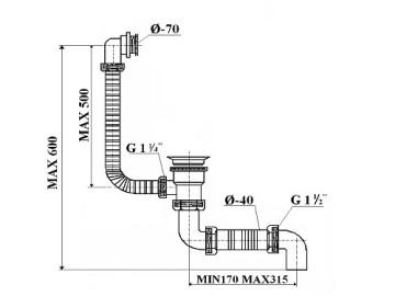 BATHTUB PASS-THROUGH DRAIN SIPHON - HR/SWNP