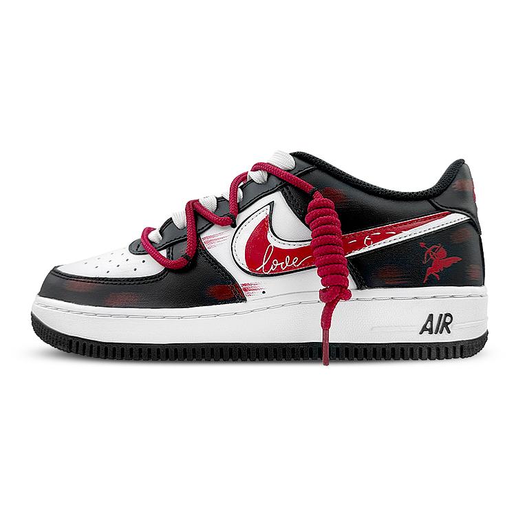 Nike Air Force 1 Low top Skateboard Shoes GS Black White Red DV1621-001(Team40-GS) 37.5