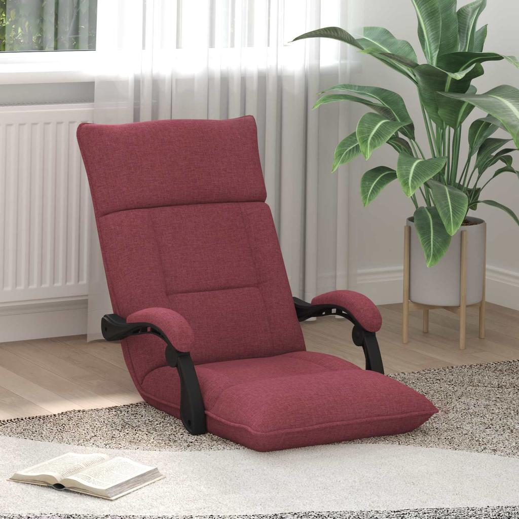 Adjustable Floor Footstool Burgundy Fabric