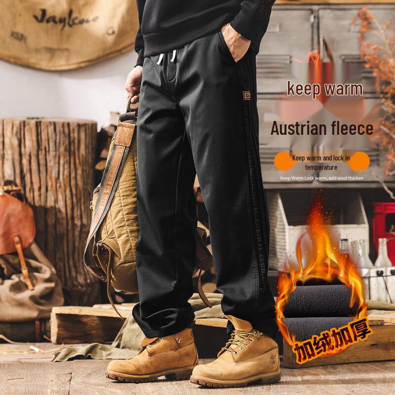 Jie Lei Nuo Men's American Retro Three-Stripe Loose Straight Leg Casual Pants