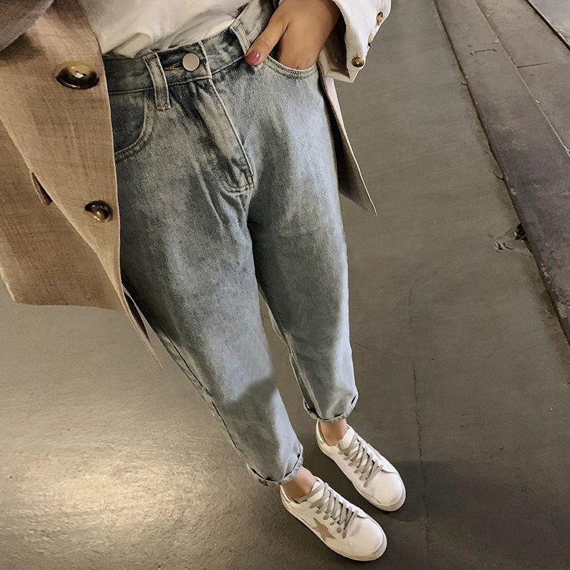 2020 Women's High-Waisted Ripped Straight Jeans - Korean Style, Slimming & Versatile Cropped Pants