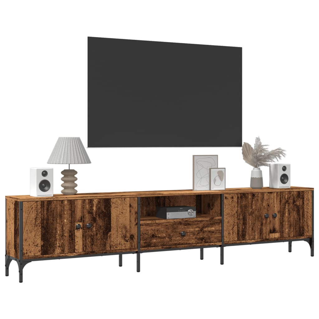 TV Cabinet with Drawer Rustic Wood Look 200 x 25 x 44 cm