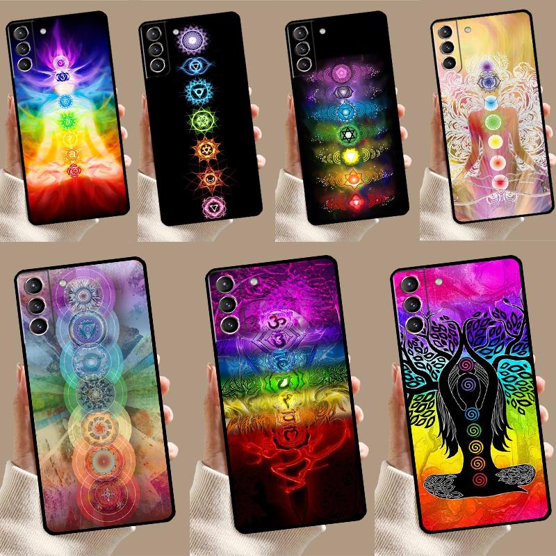 Mandala Chakra Yoga Case For Samsung Galaxy S22 S23 S24 Ultra Note 20 10 Plus S8 S9 S10 S20 FE S21 FE Cover