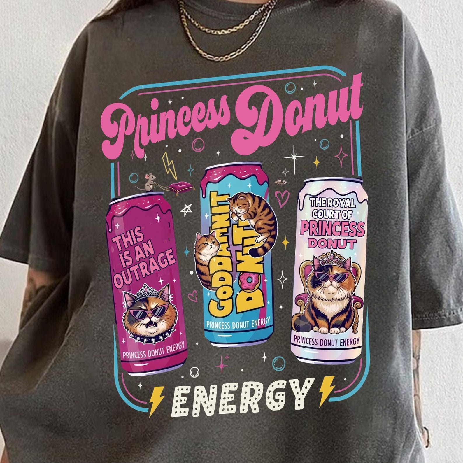 Dungeon Crawler Carl Shirt, Princess Donut Energy Drink, This Is An Outrage Shirt, Goddamnit Donut, New Achievement Tee, Ride or Roar Tee 3XL