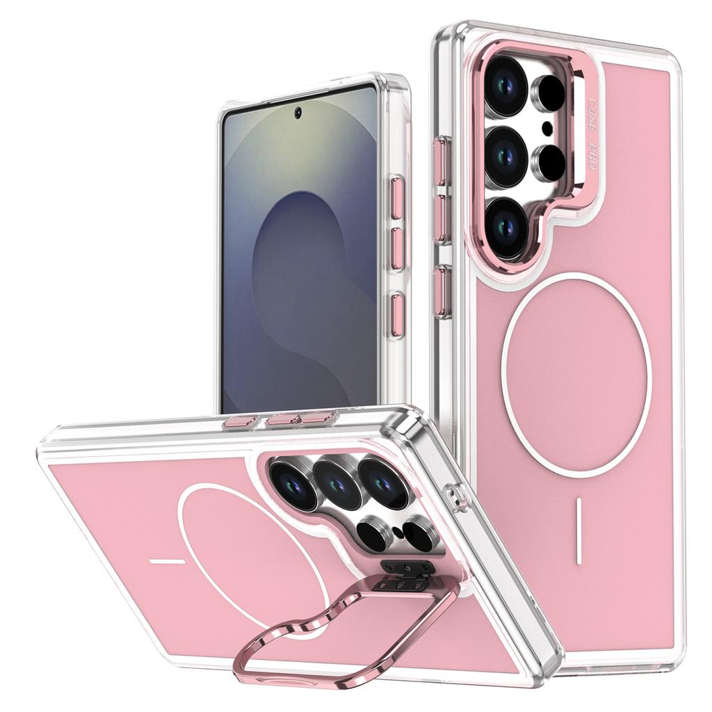 For Samsung Galaxy S26 Ultra Magnetic Case Matching Color Lens Kickstand TPU PC Phone Cover