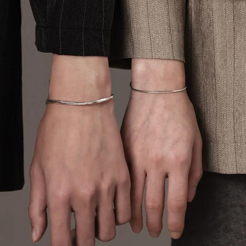 Classic Couple Bracelet for Men Women Valentine's Day Gift Fashion Snake Bone Bracelet Silver Color Stainless Steel Jewelry