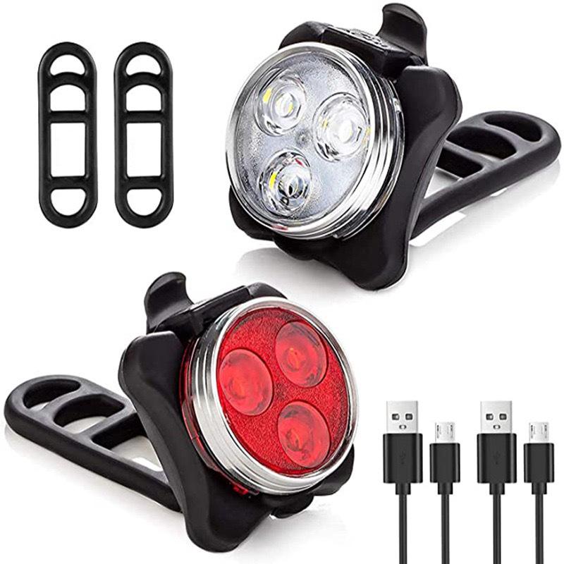 COB USB Rechargeable Bicycle Headlight & Taillight Set for Mountain Bikes
