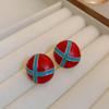 Silver Needle Ankara Red Geometric Stud Earrings Female Korean Ins Fashion Design Earrings High-end Exquisite Earrings