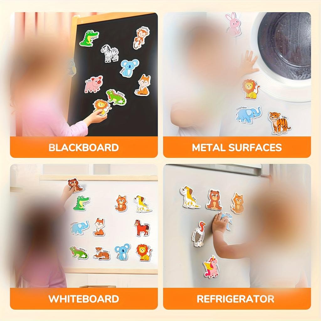 26 Pieces of Animal Magnetic Stickers - Large Area Full Back Design, Durable PVC Magnetic Stickers
