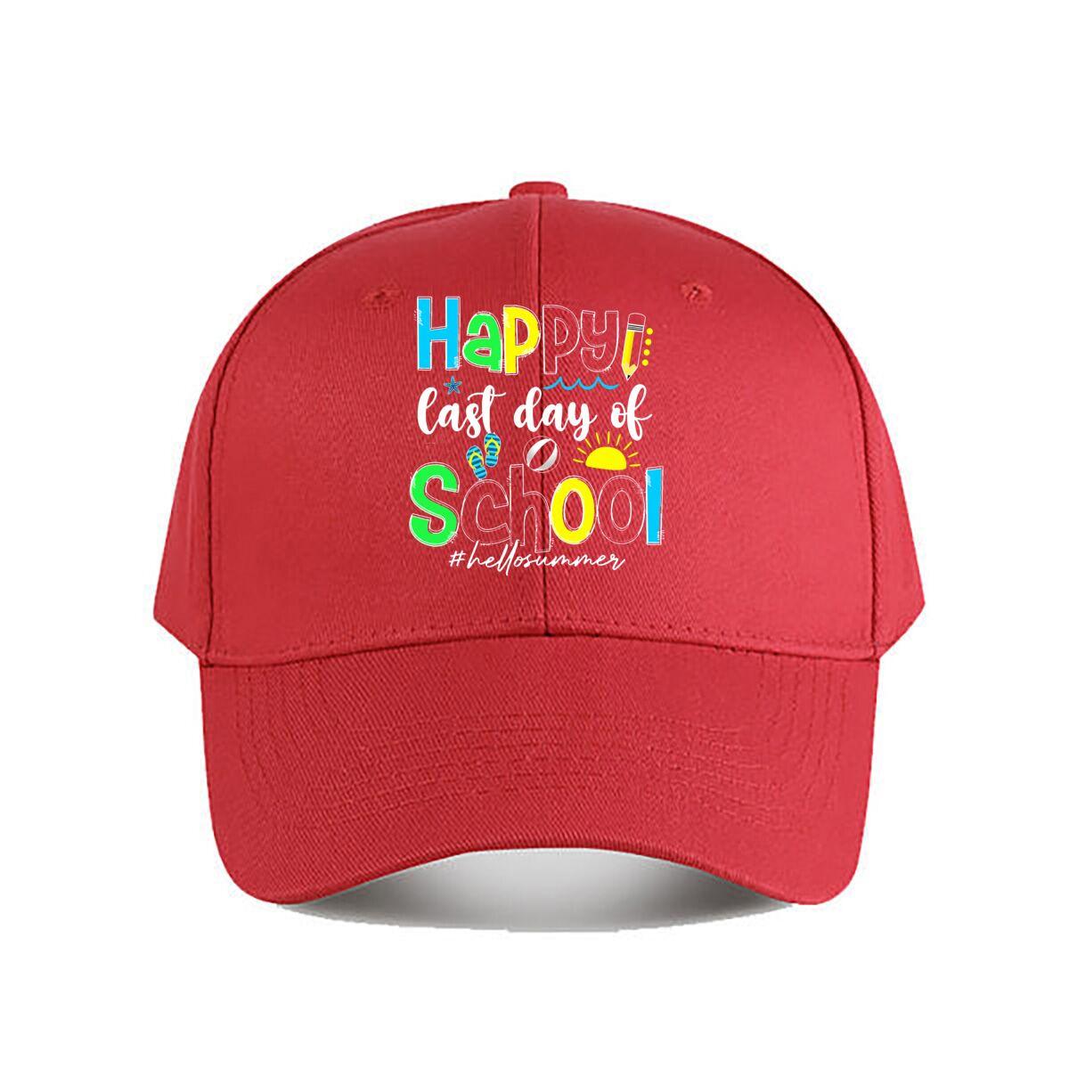 Happy Last Day Of School Summer Graphic Baseball Cap Fashion Unisex Sunhat Womens Outdoor Sports One Size