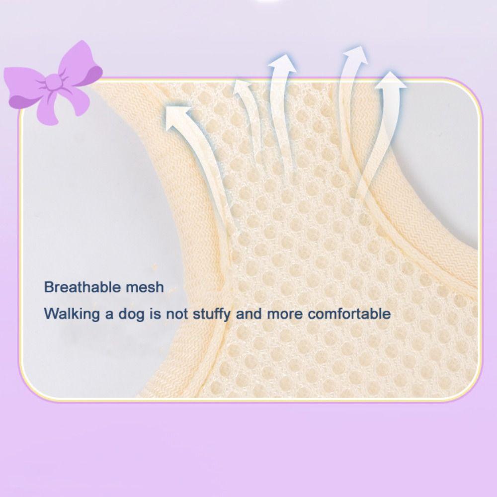 Nastavitelný psí postroj s mašlí, prodyšné psí vodítko, roztomilé pet trakční lano pro kočky a psy