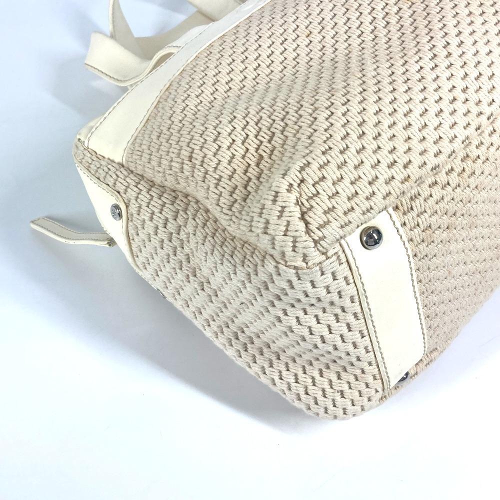 CHANEL CC CC Mark logo Tote Bag Shoulder Bag Hand Bag Leather/Canvas Beige/White