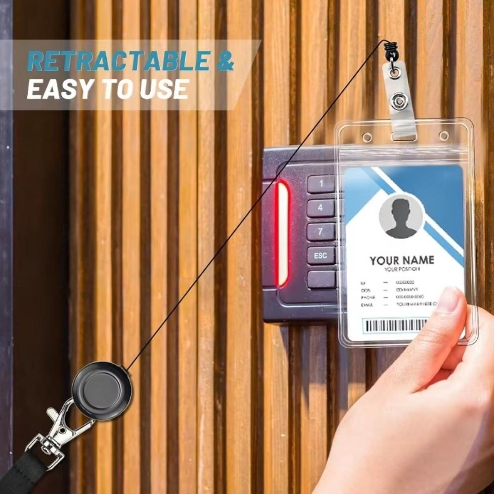Black Lanyard Work Card Holder Retractable Keychain Key Holder  Nurse Accessories