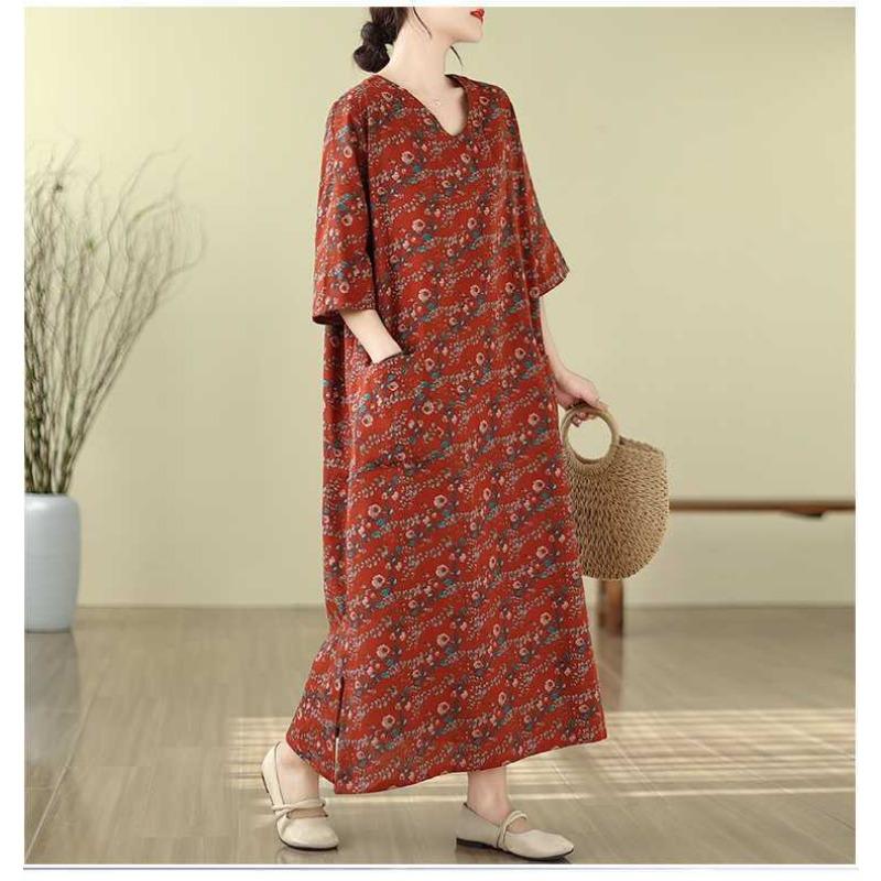 Plus Cover Up Meat Thin V-neck Long Dress