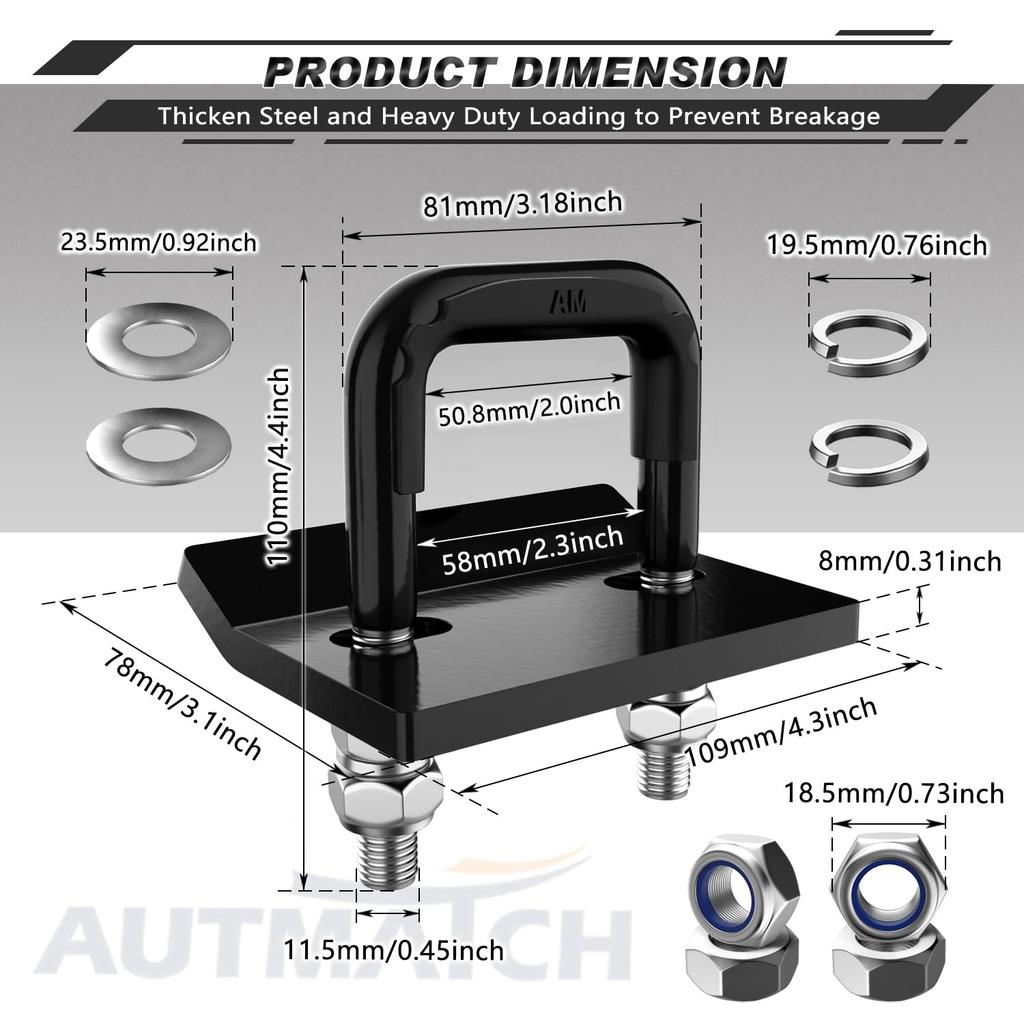AUTMATCH Hitch Tightener Anti-Rattle Clamp, Heavy Duty Hitch Stabilizer for 1.5" and 2" Trailer